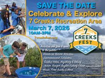 blue background kids fishing and looking at tadpoles.