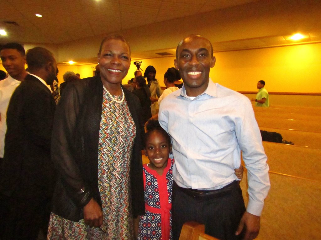 February 25, 2018 photo of Council Member Garrett Dennis with State Senator Audrey Gibson at St. Paul African Methodist Episcopal Church.