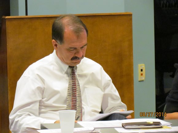August 27, 2014 photo of Council Member John Crescimbeni at a meeting of the Special Ad Hoc Committee on Jacksonville's Neighborhood Blight.  Click for more information about the Blight Committee.