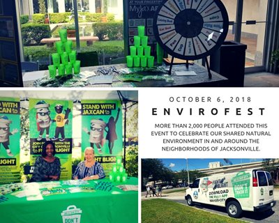 photo collage of fight blight booth from envirofest