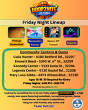 Hoop2Nite+ is for teens 13 - 18 to hang out with friends at five local community centers and gyms on Friday nights! 6-9pm ID is required for entry.