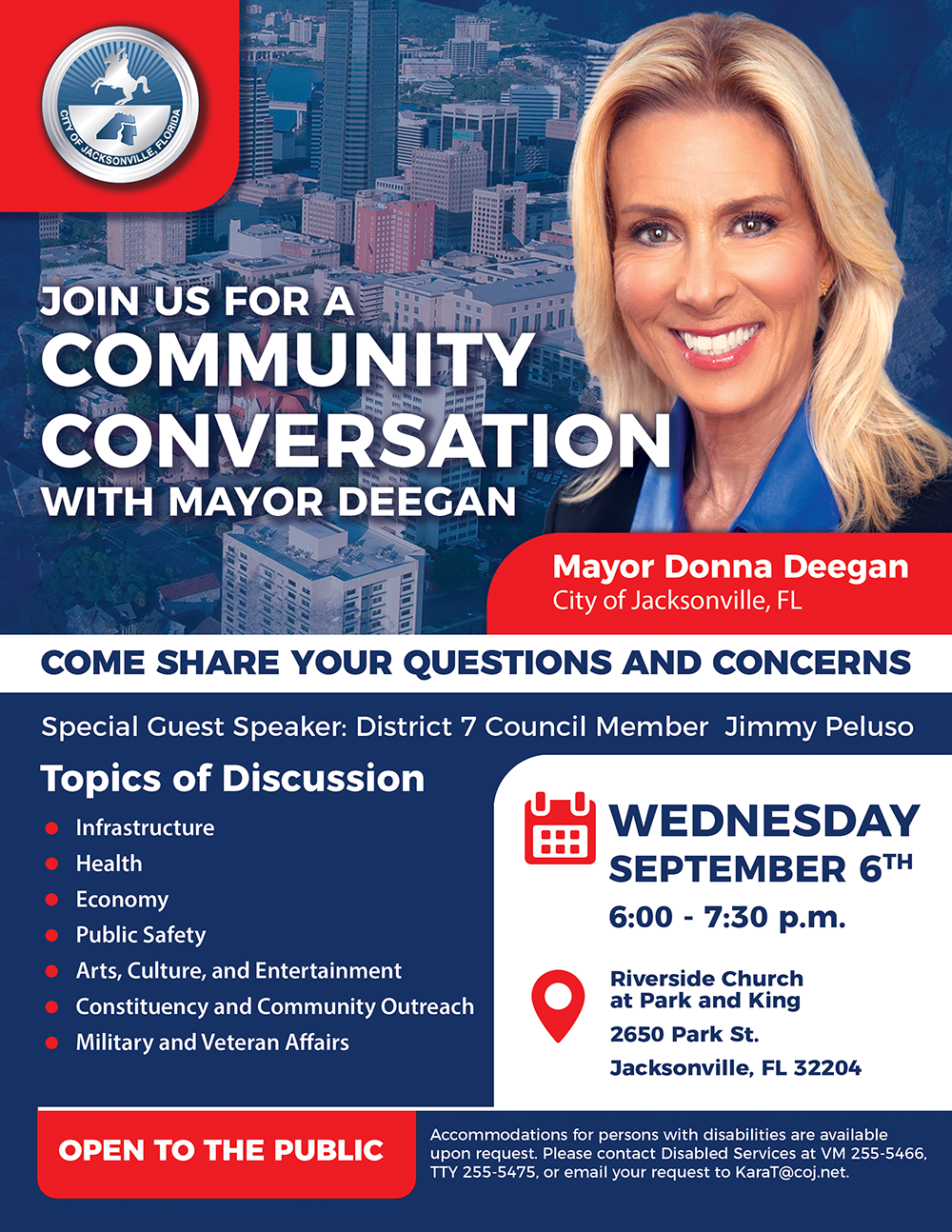 community conversation with mayor deegan flyer