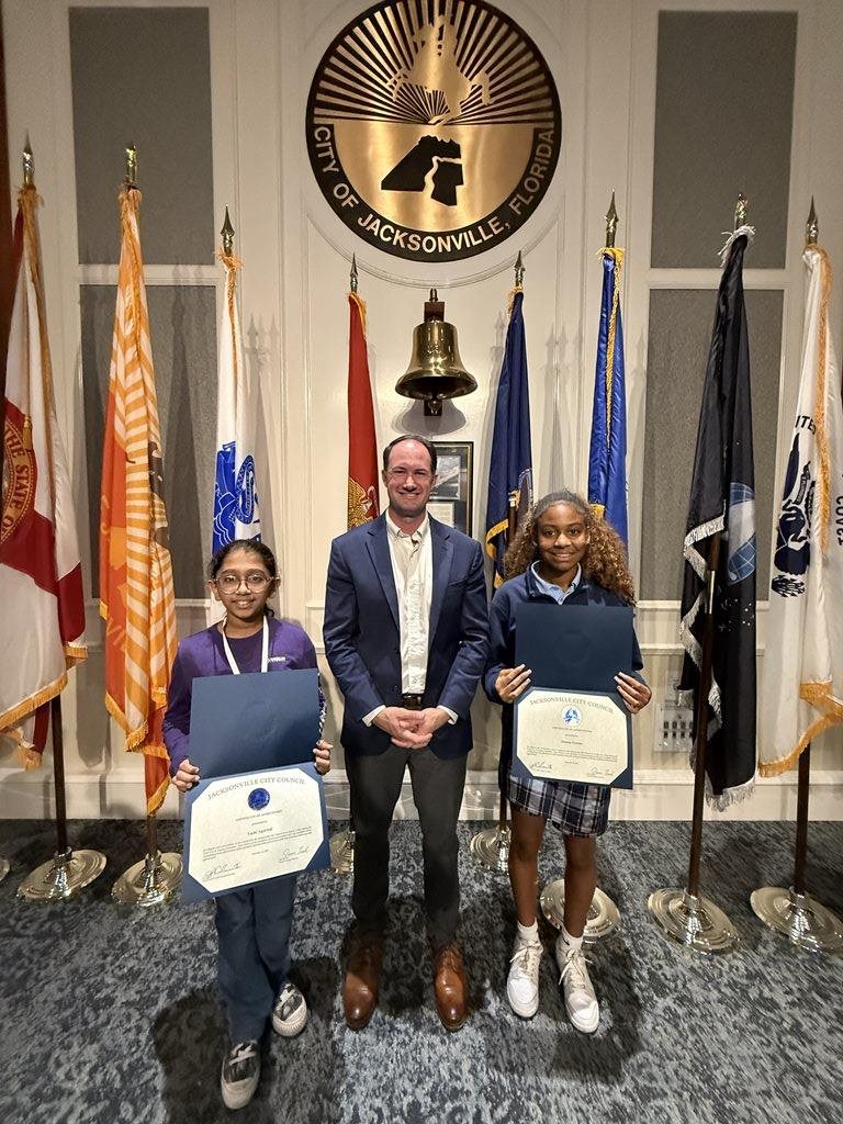 Page Program participant Yashi Agarwal, CM Joe Carlucci, and Alauna Greene on November 18, 2025 at the Land Use & Zoning Committee meeting.
