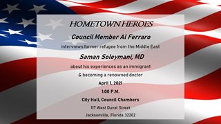 November 13, 2019 Hometown Heroes Flyer.  Full text shown to the right.