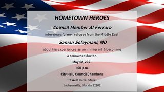May 6, 2021 Hometown Heroes Flyer.  Full text shown to the right.