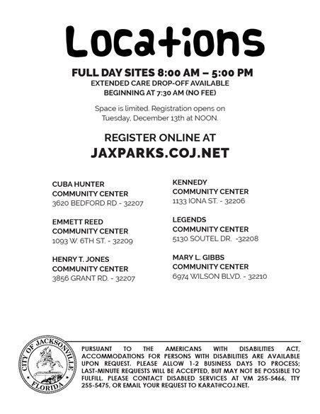 Holiday Blast Camp 2024 flyer back