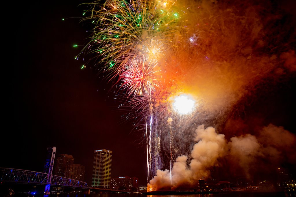 fireworks over the river