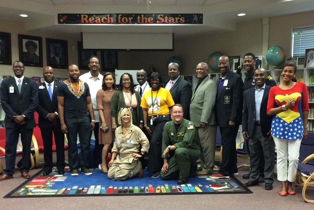 May 16, 2018 photo of Council Member Garrett Dennis at the Saint Clair Evans Academy Annual College/Career Day. 