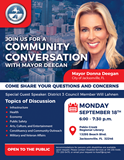 Mayor Deegan Community Conversations Flyer