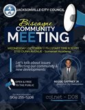 Flyer which reads Let's talk about issues affecting our community and new developments