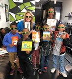 group of children at barkers and books event