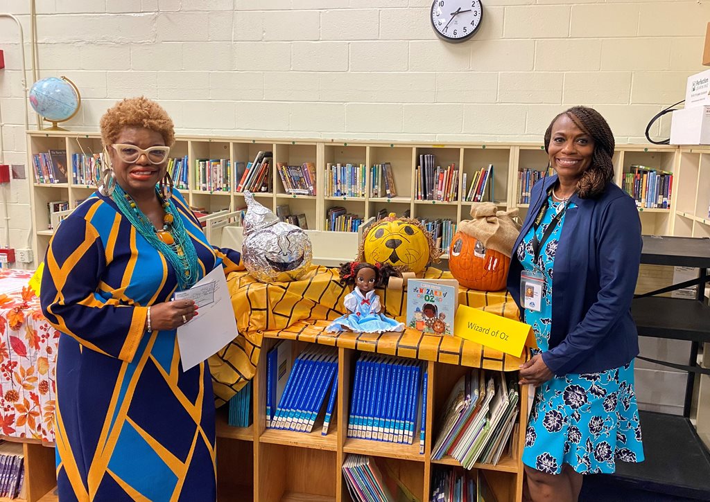 CM Pittman & Celestine Mills judging Halloween Contest at Annie R. Morgan Elementary School. 