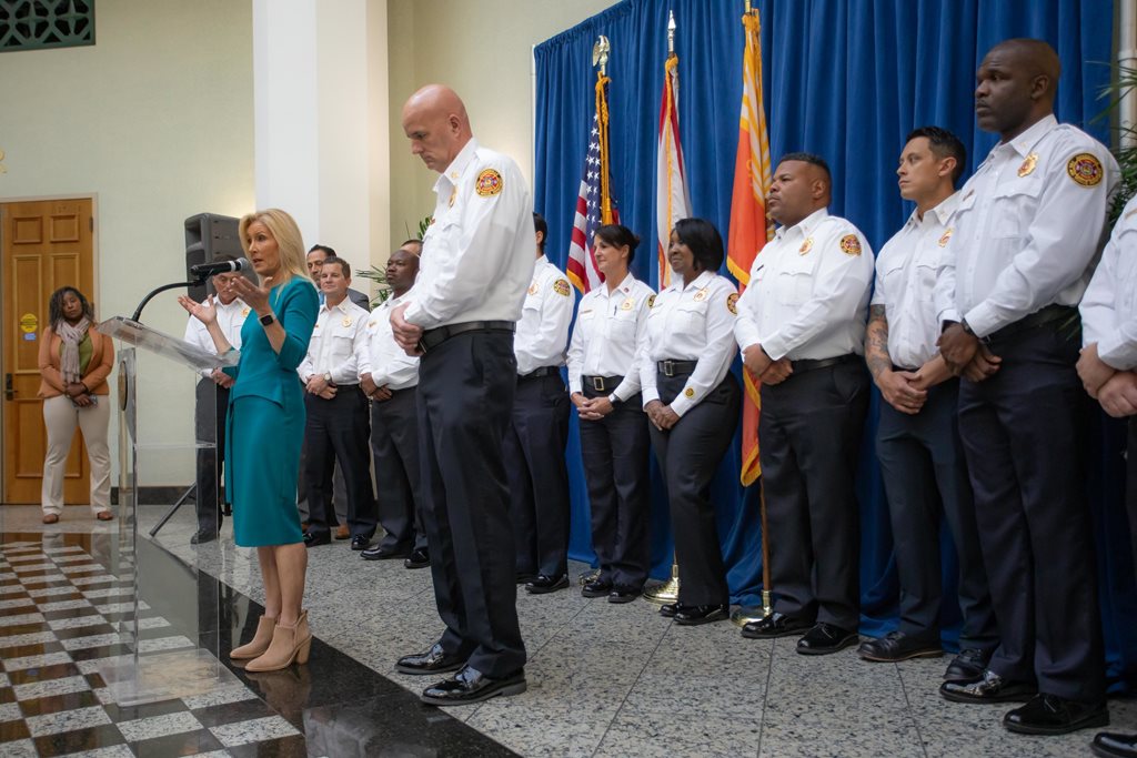 Mayor and JFRD representatives at press conference