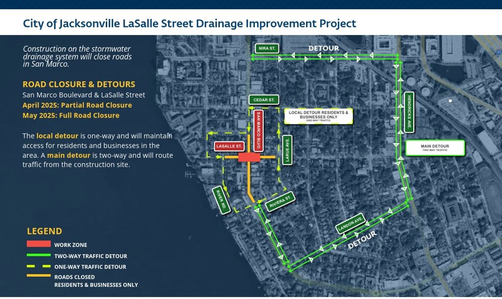 LaSalle & San Marco Closures - DETOUR MAP