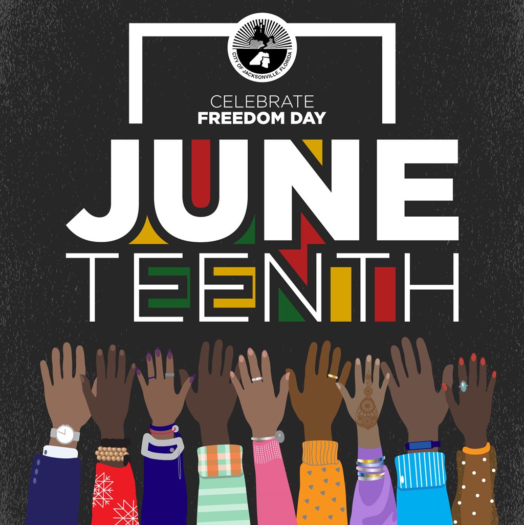 Juneteenth hands raised in solidarity