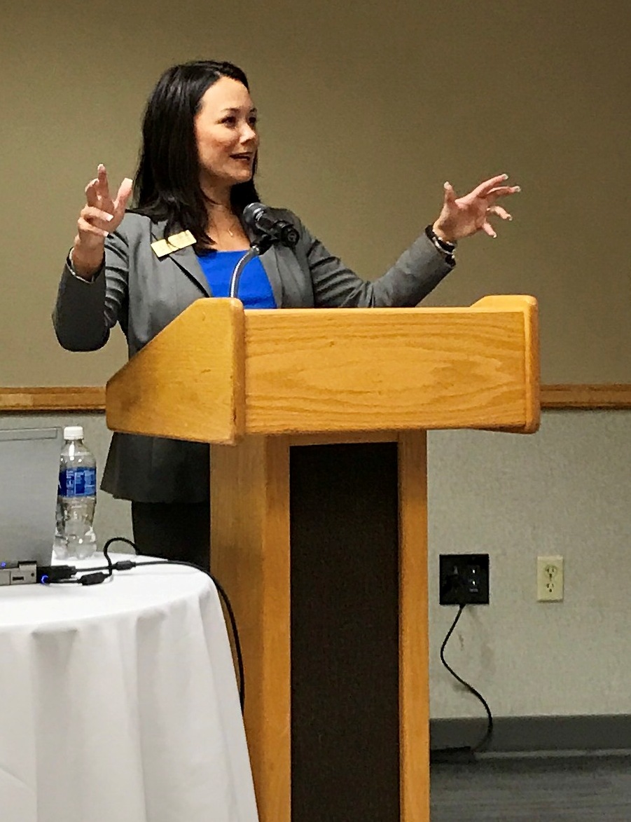 November 3, 2016 photo of Council Member Anna Brosche addressing the audience at the University of North Florida Women of Coggin Event.