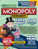 Monopoly logo on green flyer