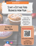 muffins and donuts on a gray and orange flyer
