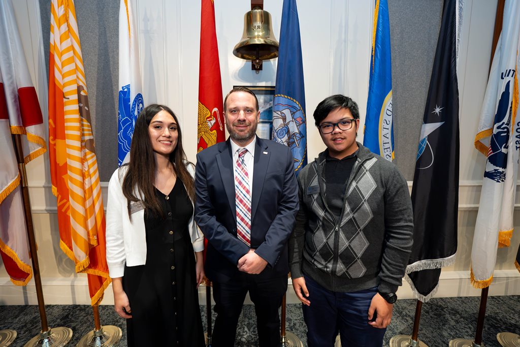 Page Program participant Breanna Belcher, CP Carrico, Page Program participant Raphael Ruiz on February 10, 2026, at the City Council meeting.
