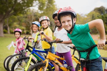 group of children riding their bikes