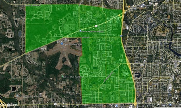 An between Herlong airfield the 295, and between Crystal Springs and Normandy blvd.  Extends south to 103rd st.