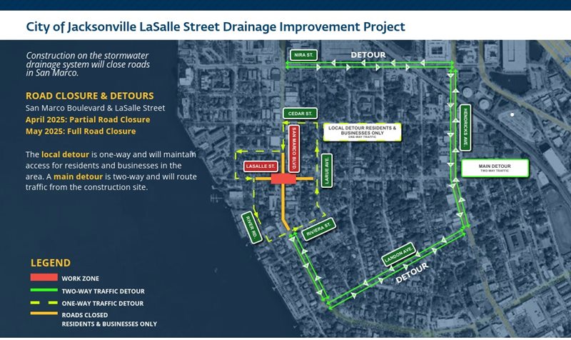 LaSalle Street Drainage Improvement Project Street Closures Map