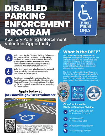 DPEP Flyer with image of disabled parking sign