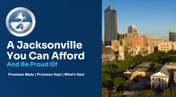Presentation title slide for Mayor Town Hall 2026 – A Jacksonville You Can Afford
