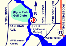 Map to Lighthouse Marine boat ramp.