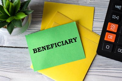Beneficiary word and yellow paper