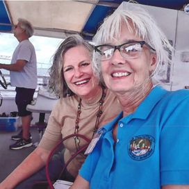 women on a boat tour