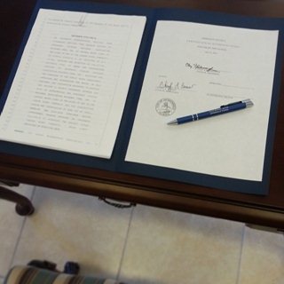 Photo Ordinance 2014-385-E awaiting Mayor Brown's signature.