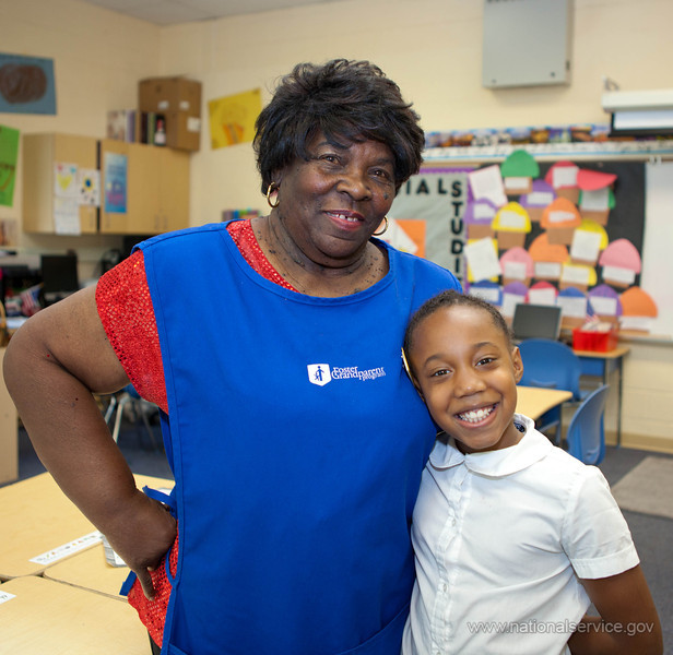 Photo of Foster Grandparent serving as mentor to special needs and at-risk children.