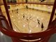 birdseye view of basketball players at Cuba Hunter Gymnasium