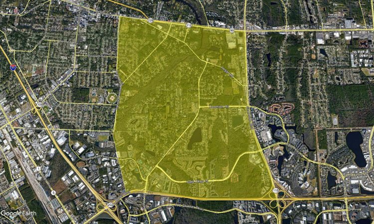 Proposed treatment area between Southside blvd, Dean rd, Butler ave and Beach blvd