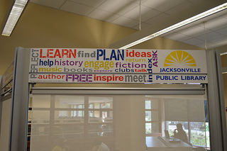 Photo of the outer wall of the new Teen Scene space at the San Marco Branch Library.