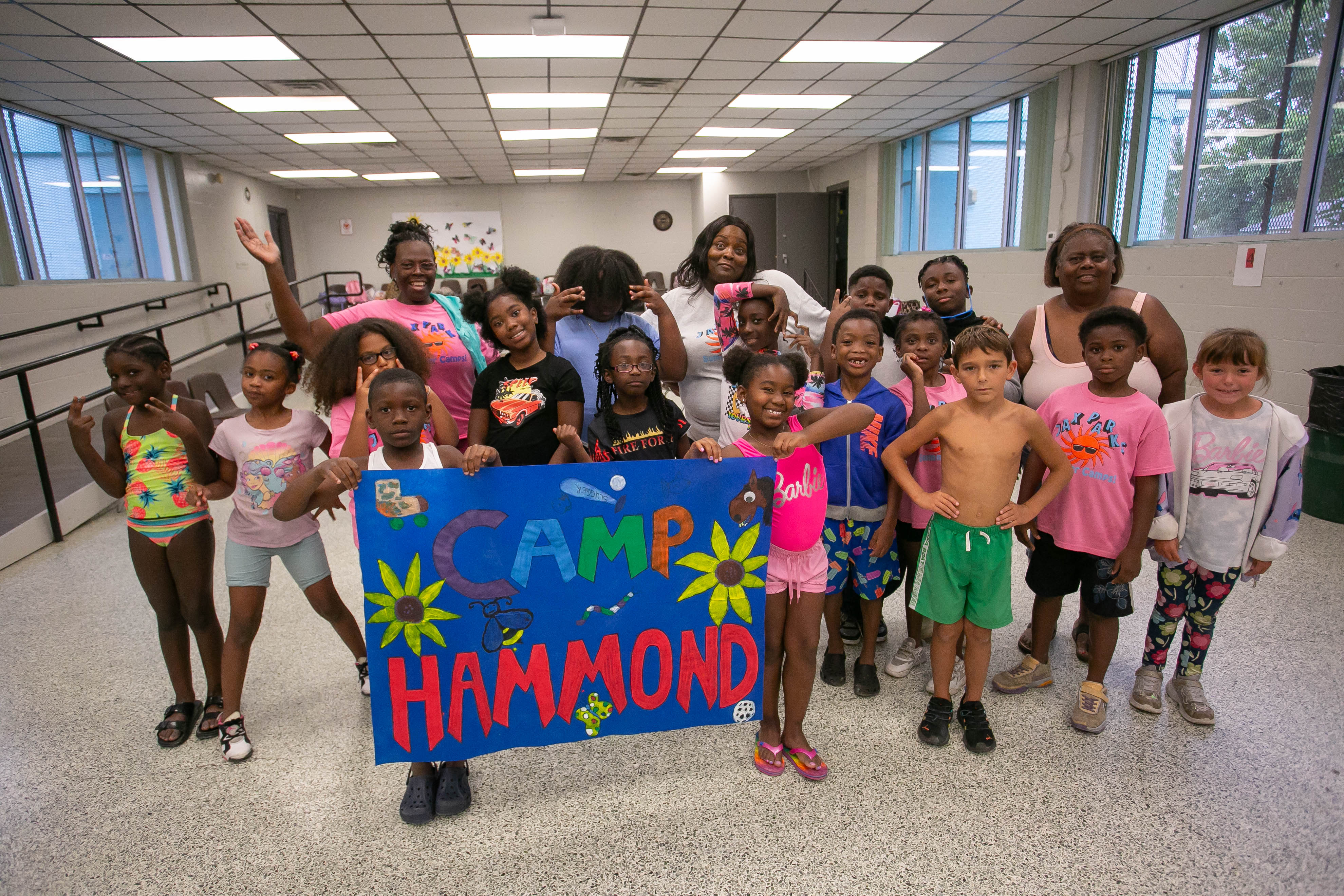 kids at camp posing for picture