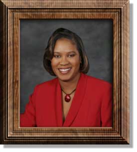 Framed photo of former Council Member Mia Jones.