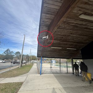 security camera on park shelter overhang