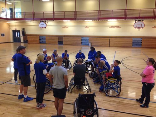 Paralympian Paul Schulte at a 2014 Basketball Clinic hosted by the Cuba Hunter Center.