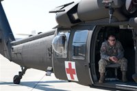 Army med-evac helicopter with crew.